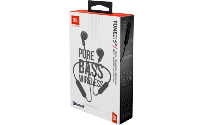 JBL Tune 215BT - Wireless Earbud headphones - Wireless earbud headphones deliver powerful JBL Pure Bass sound in a rainbow of premium finishes. - Black